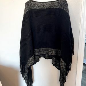 Black/silver shawl with fringe